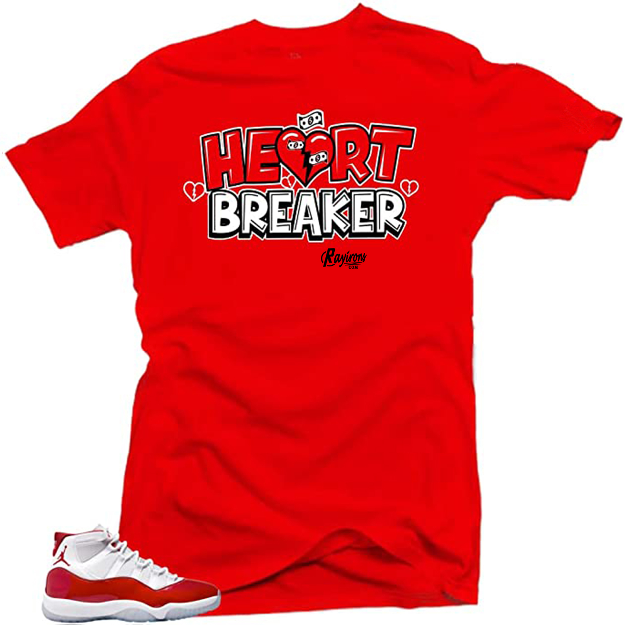 Heart Breaker Tee-Shirt Match Jordan 11 Cherry - 3 Colors