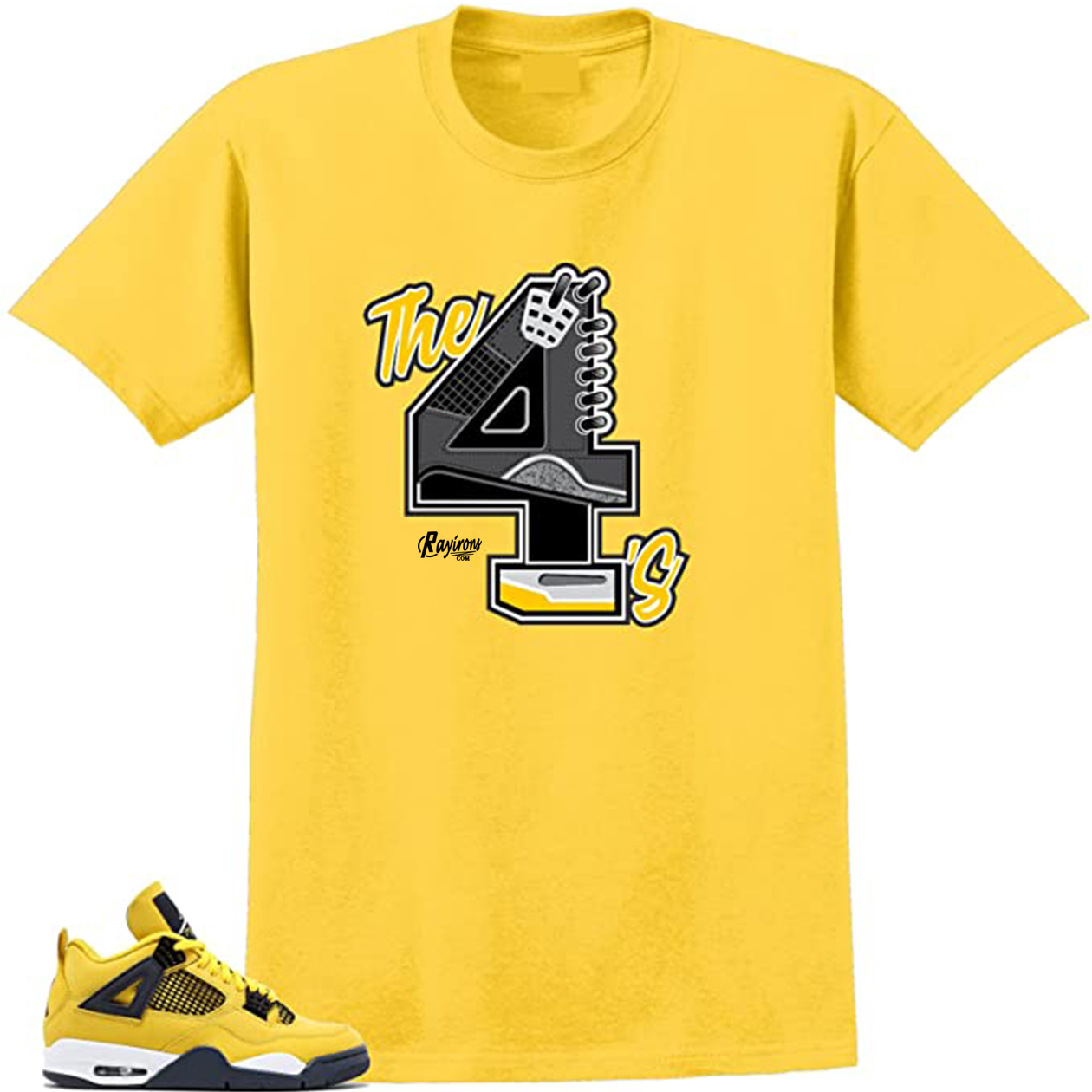 No.4 Tee-Shirt Match Jordan 4 Lightning - 3 Colors