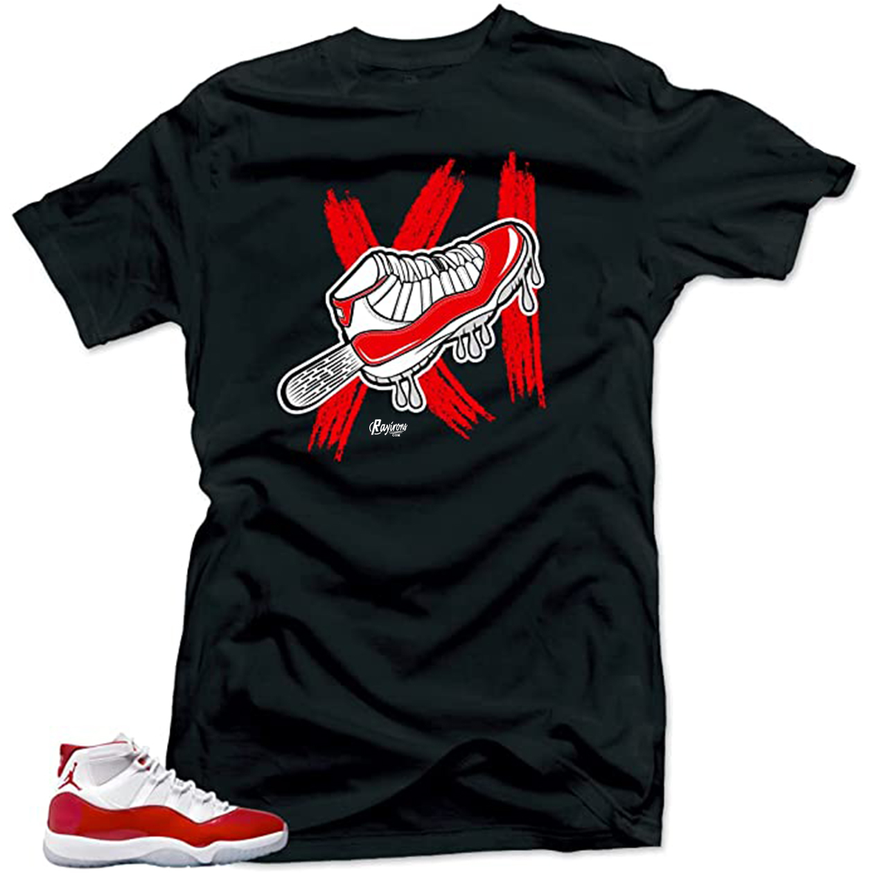 Graffiti Tee-Shirt Match Jordan 11 Cherry - 3 Colors