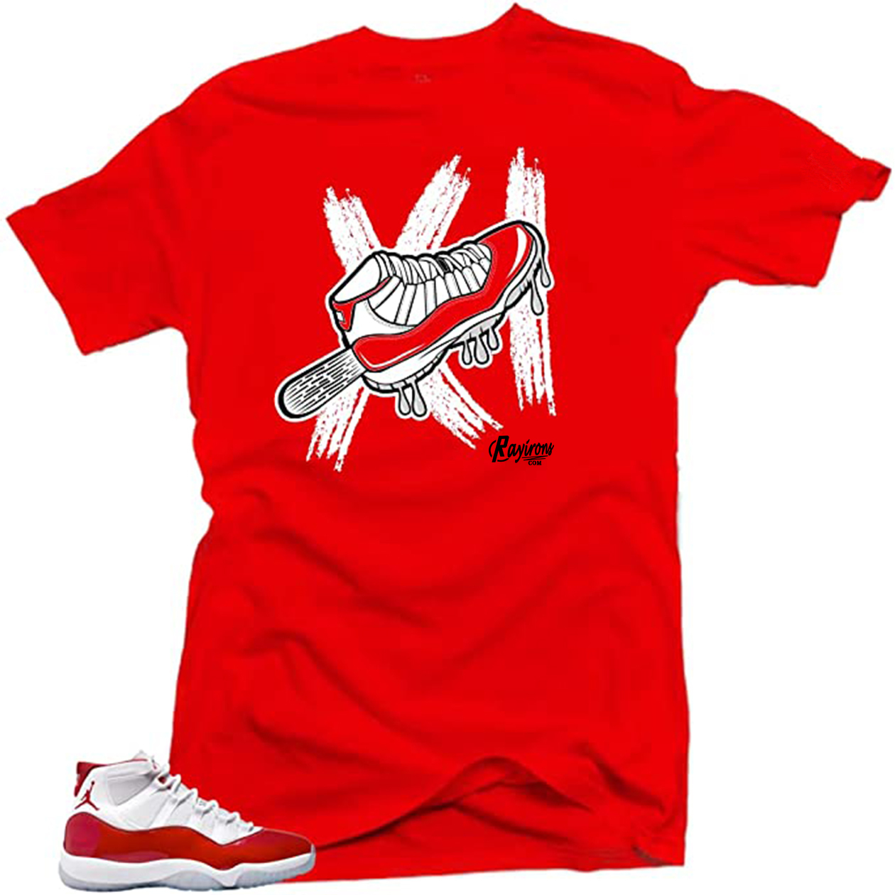 Graffiti Tee-Shirt Match Jordan 11 Cherry - 3 Colors