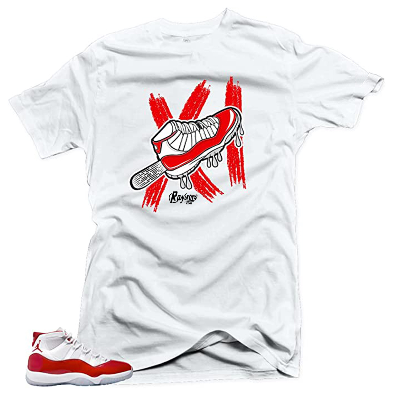 Graffiti Tee-Shirt Match Jordan 11 Cherry - 3 Colors
