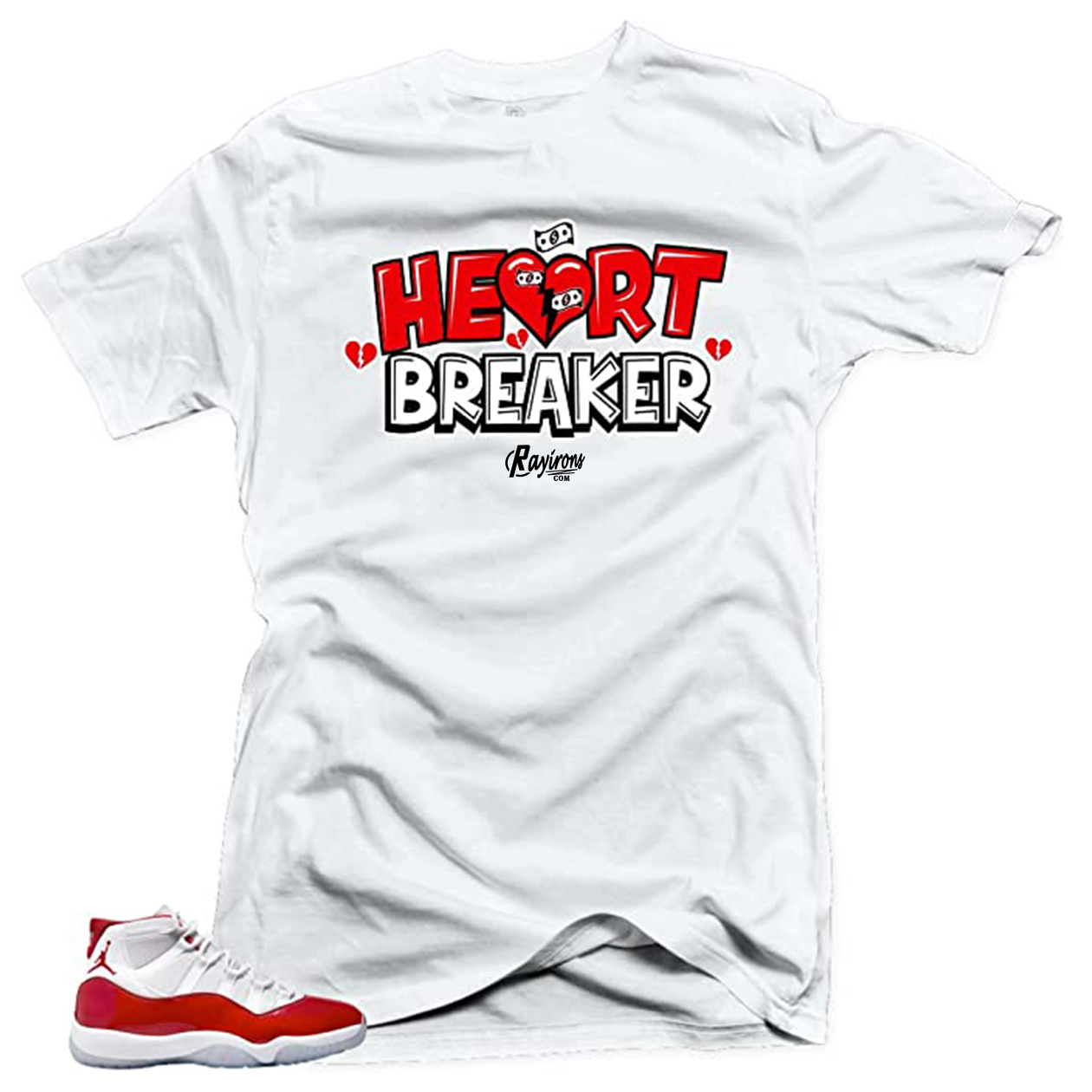 Heart Breaker Tee-Shirt Match Jordan 11 Cherry - 3 Colors