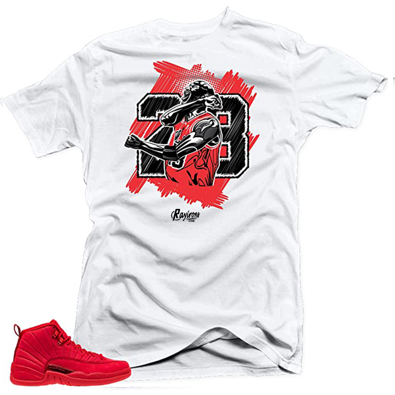 Graffiti Bulls Tee-Shirt Match Jordan 12 Gym Red Sneaker - 3 Colors