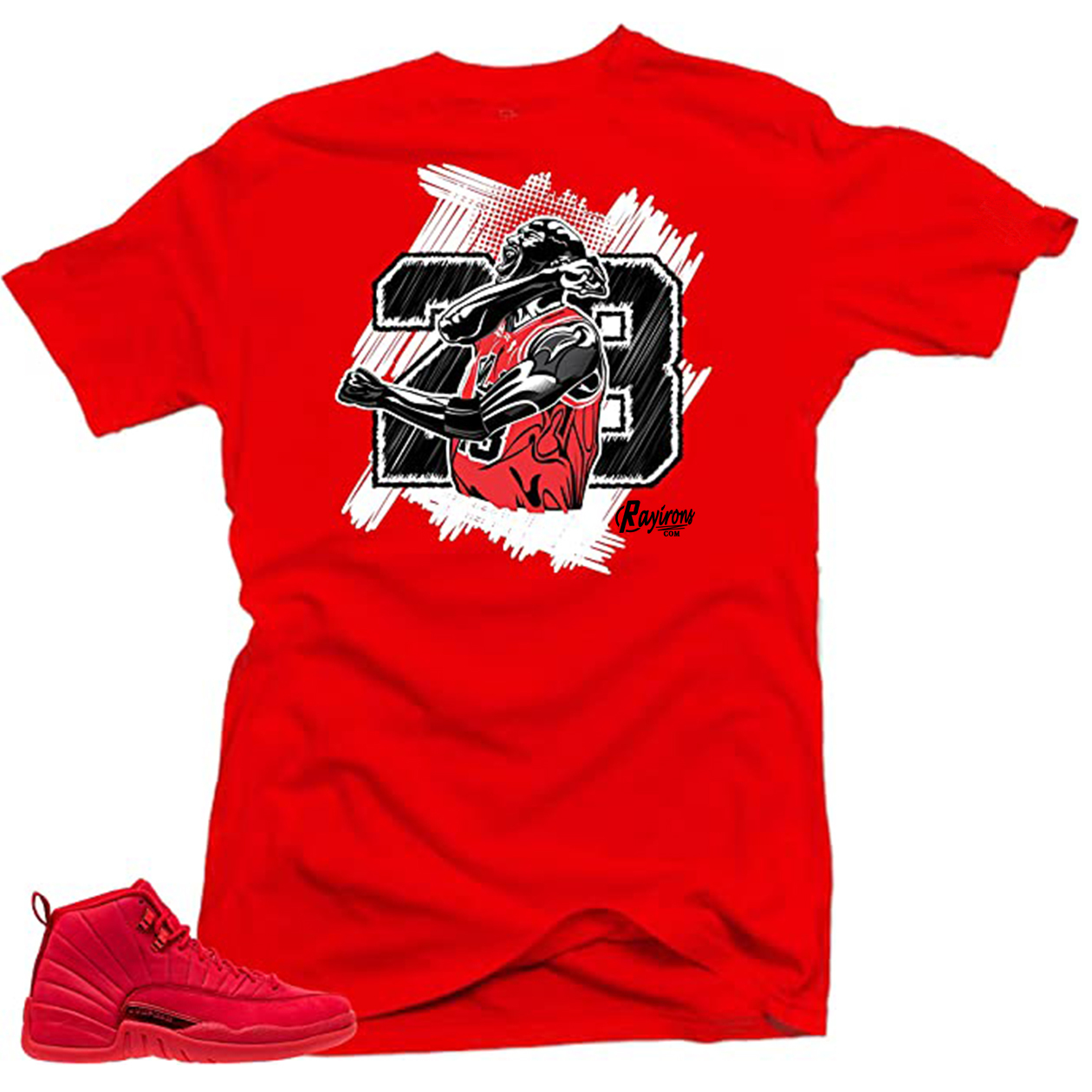 Graffiti Bulls Tee-Shirt Match Jordan 12 Gym Red Sneaker - 3 Colors