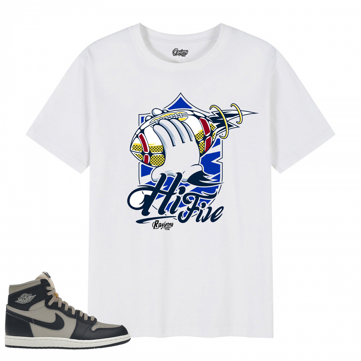 HiFire Tee-Shirt Match Jordan 1 Georgetown - White