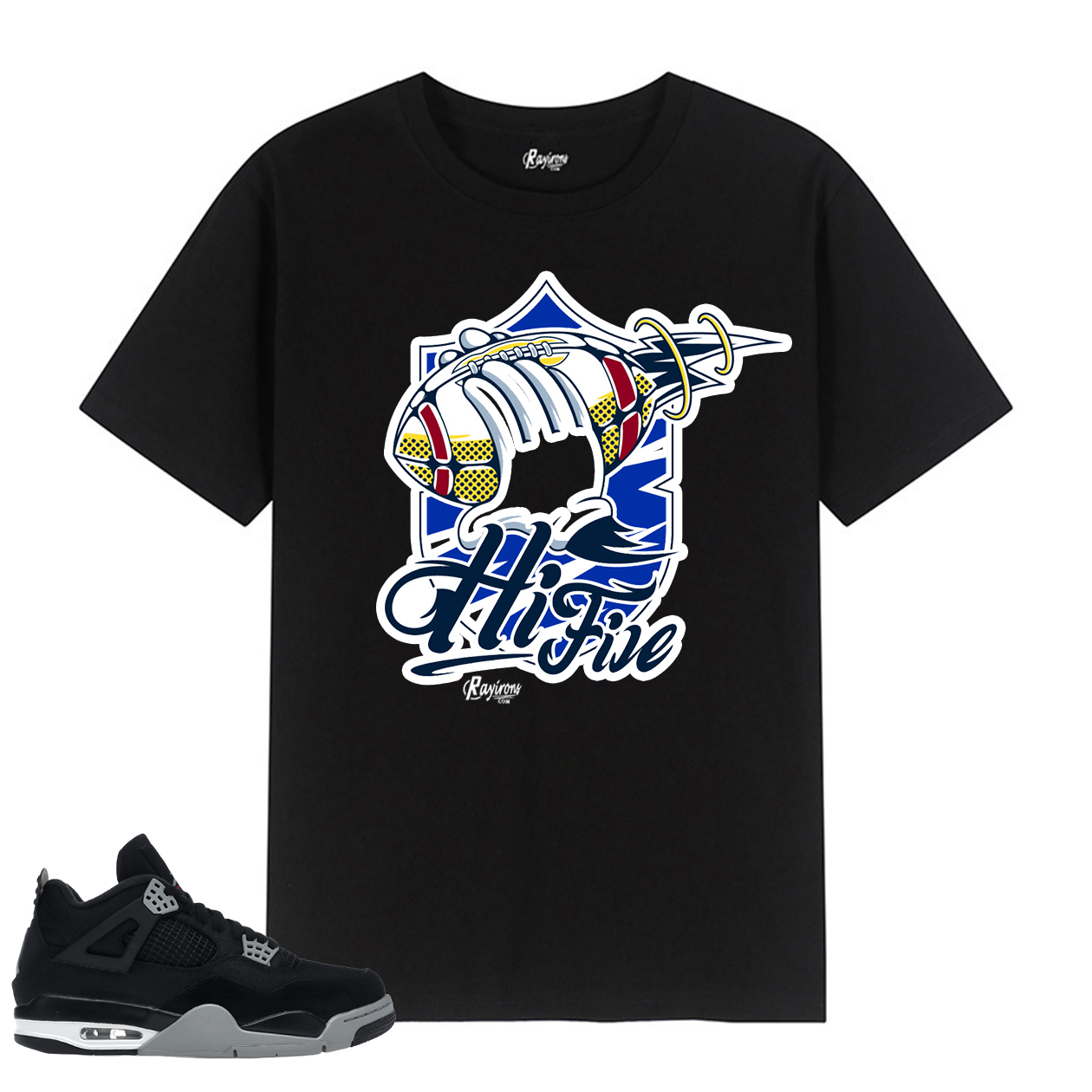 HiFire Tee-Shirt Match Jordan 4 Black Canvas - Black