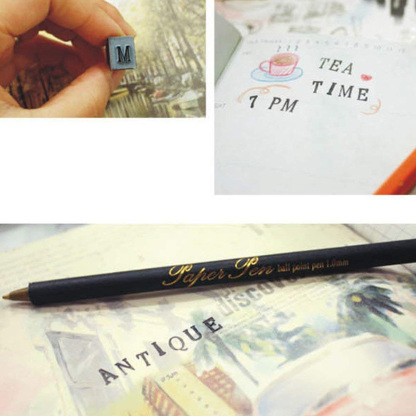 70 Piece Alphanumeric Signs Vintage DIY Craft Cards to Make Wood Rubber Stamps