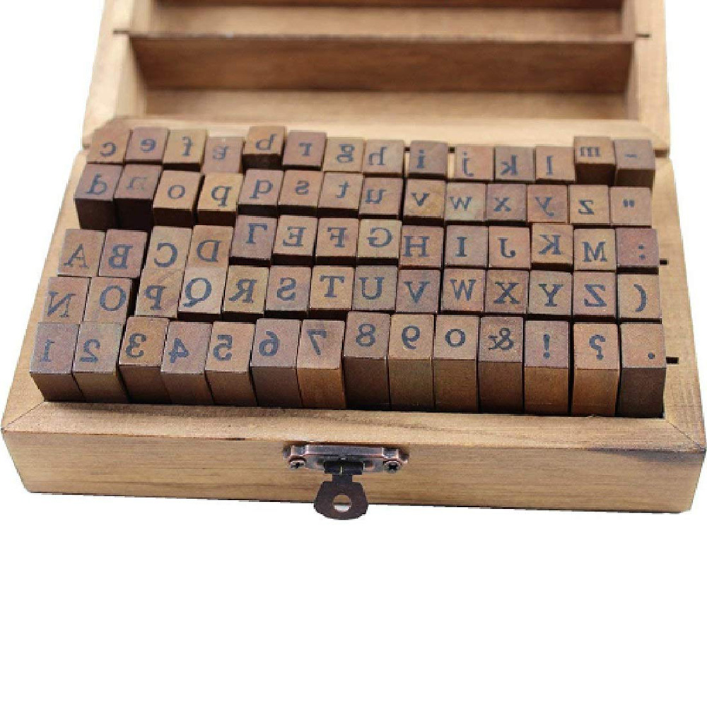 70 Piece Alphanumeric Signs Vintage DIY Craft Cards to Make Wood Rubber Stamps
