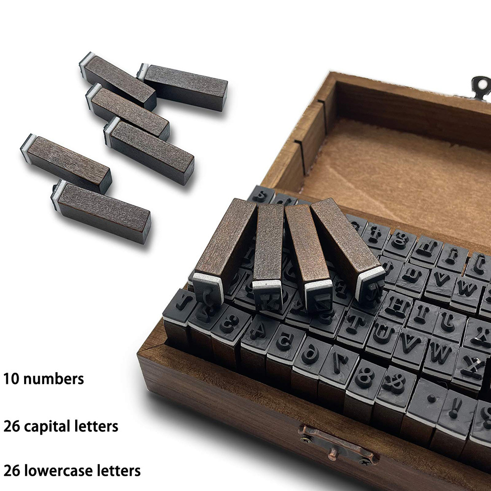 70 Piece Alphabet Stamps Multipurpose Number Alphabet Wood Rubber Stamps Set