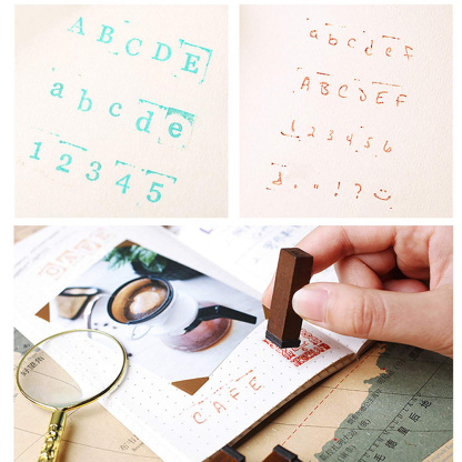 70 Piece Alphabet Stamps Multipurpose Number Alphabet Wood Rubber Stamps Set