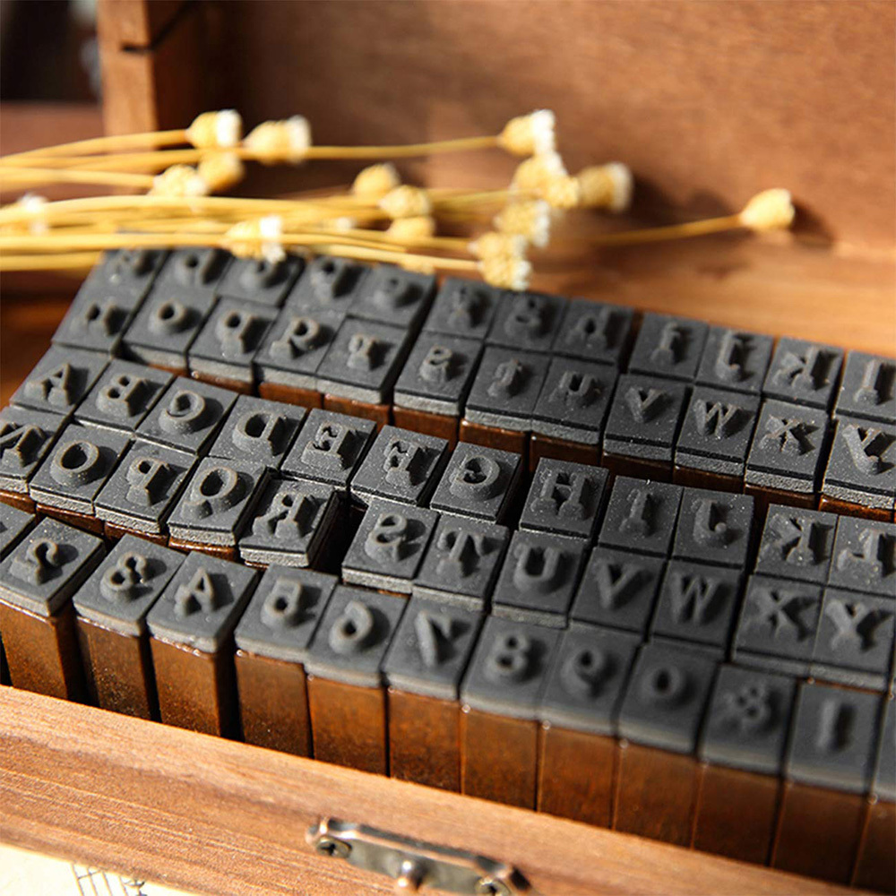 70 Piece Alphabet Stamps Multipurpose Number Alphabet Wood Rubber Stamps Set