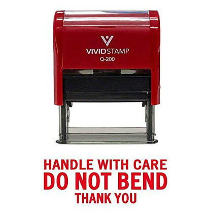 Handle With Care Do Not Bend Self Ink Rubber Stamp Red Ink
