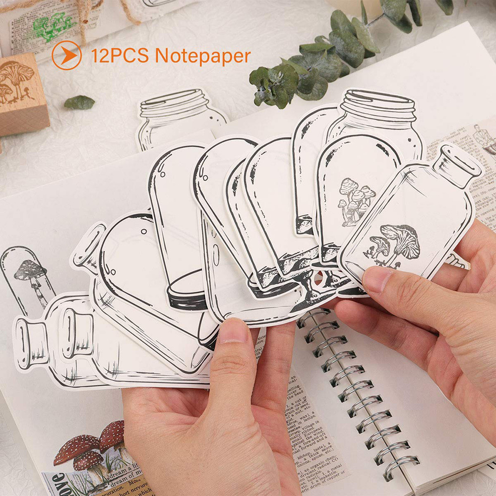 10 Vials of Mushroom Wooden Rubber Stamps and 12 Jar Cards