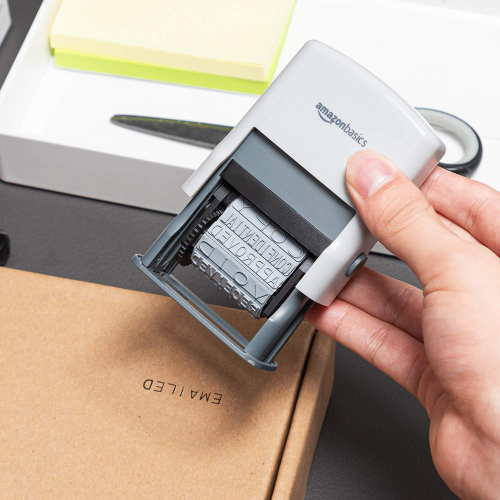 Self-inked message multi-word with stamp