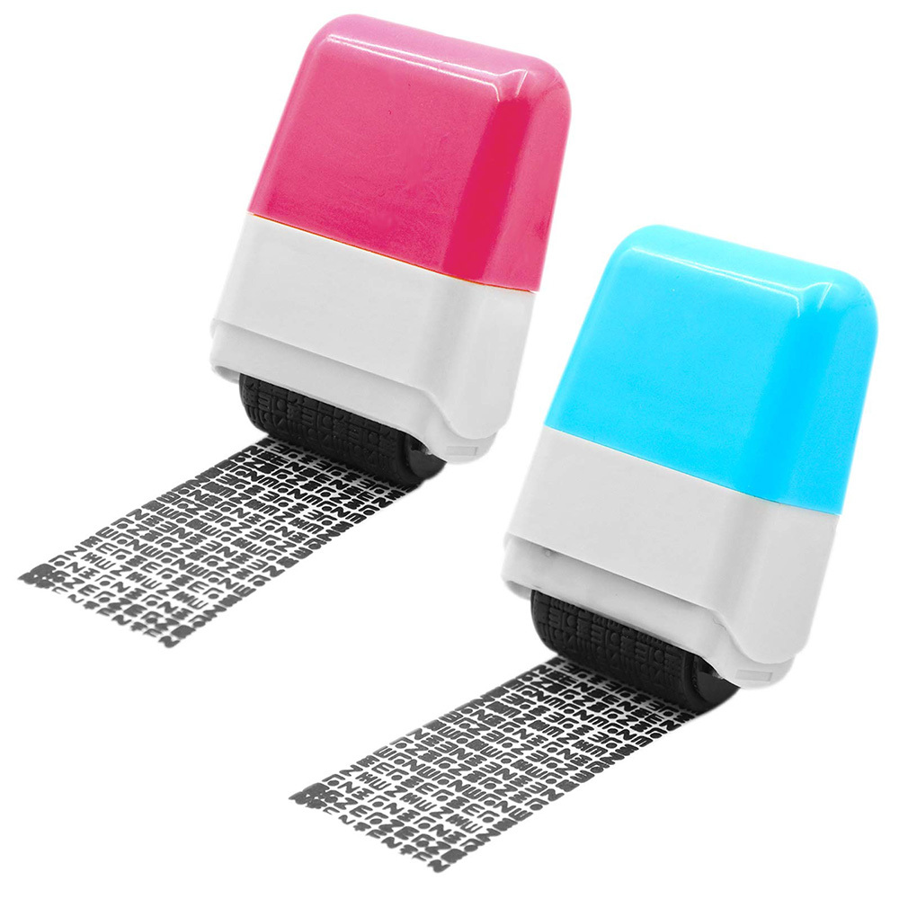 Identity Protection Roller Stamp Identity Theft Protection Pink and Blue 2 Pieces