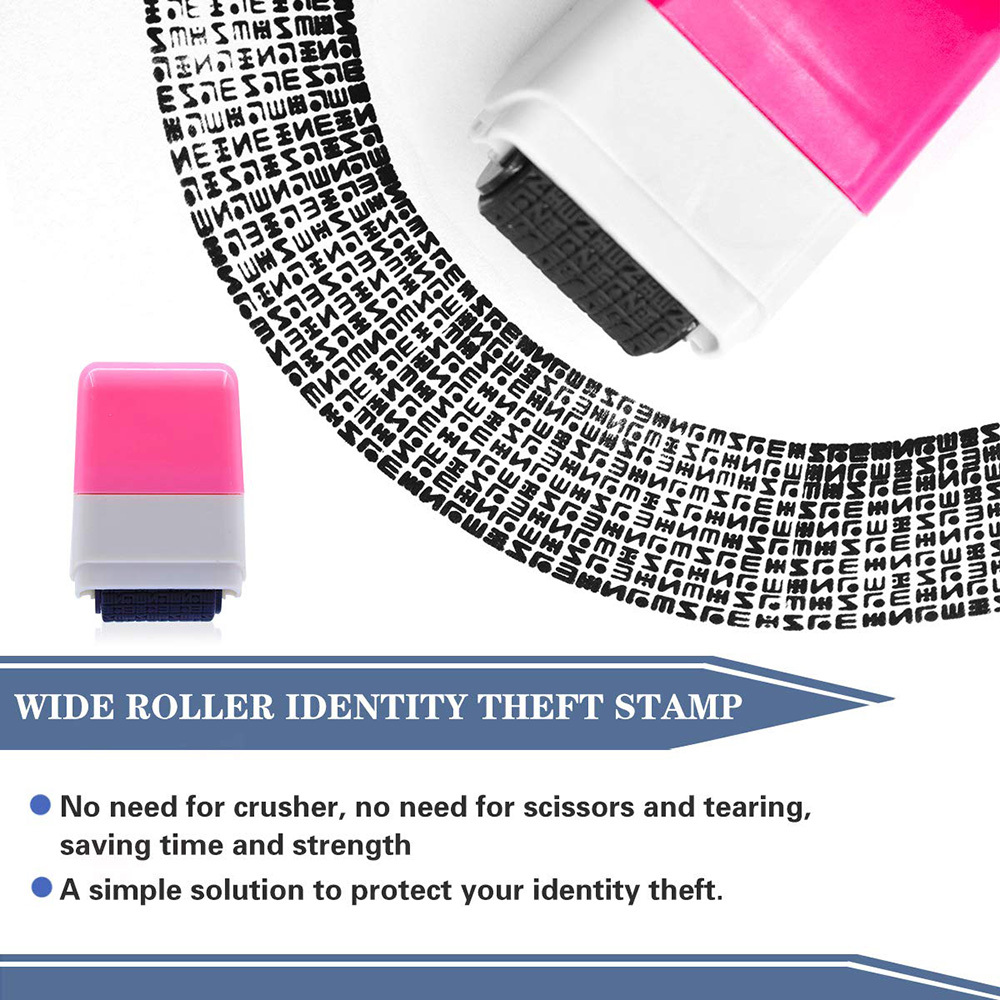 Identity Protection Roller Stamp Identity Theft Protection Pink and Blue 2 Pieces