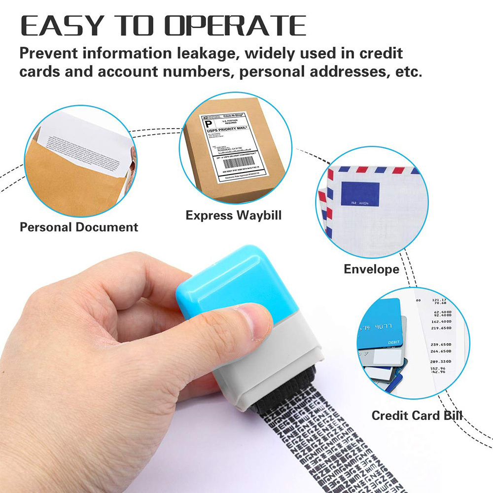 Identity Protection Roller Stamp Identity Theft Protection Pink and Blue 2 Pieces