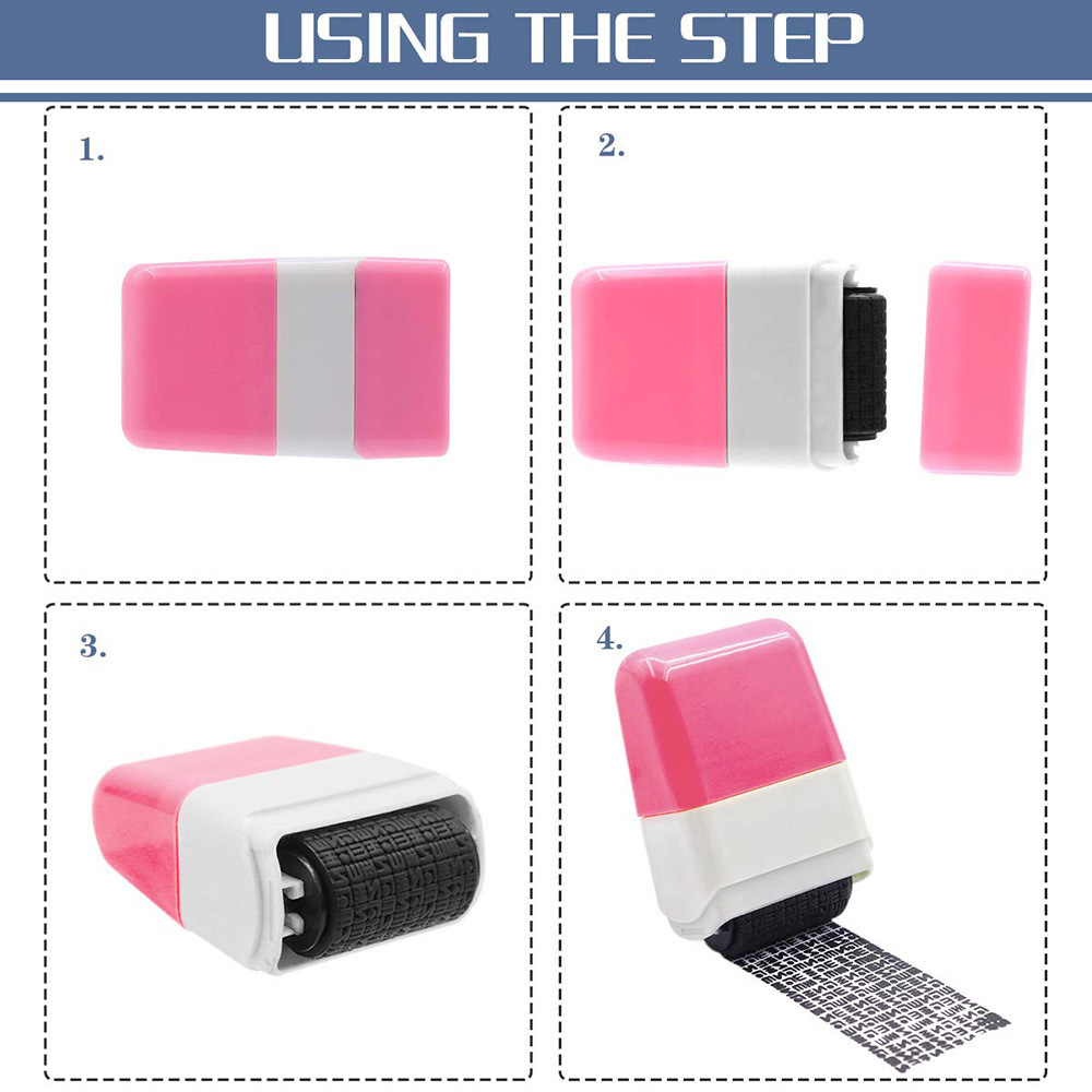 Identity Protection Roller Stamp Identity Theft Protection Pink and Blue 2 Pieces