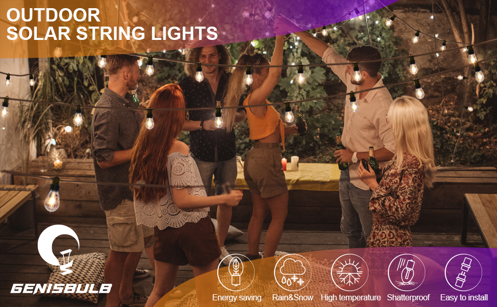 GENISBULB Solar String Lights Outdoor
