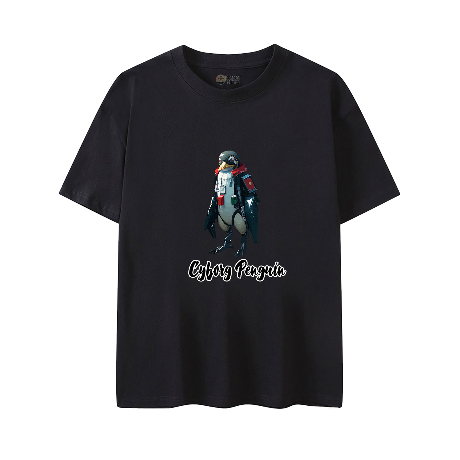 Cyborg Penguin T-Shirt Black