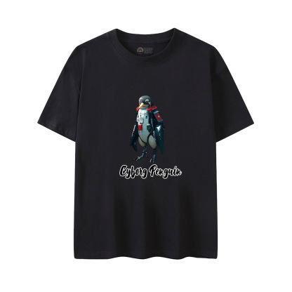 Cyborg Penguin T-Shirt Black