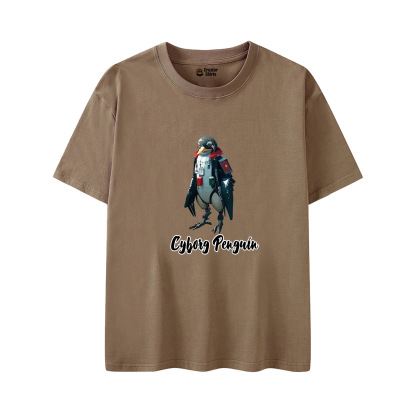 Cyborg Penguin T-Shirt Brown