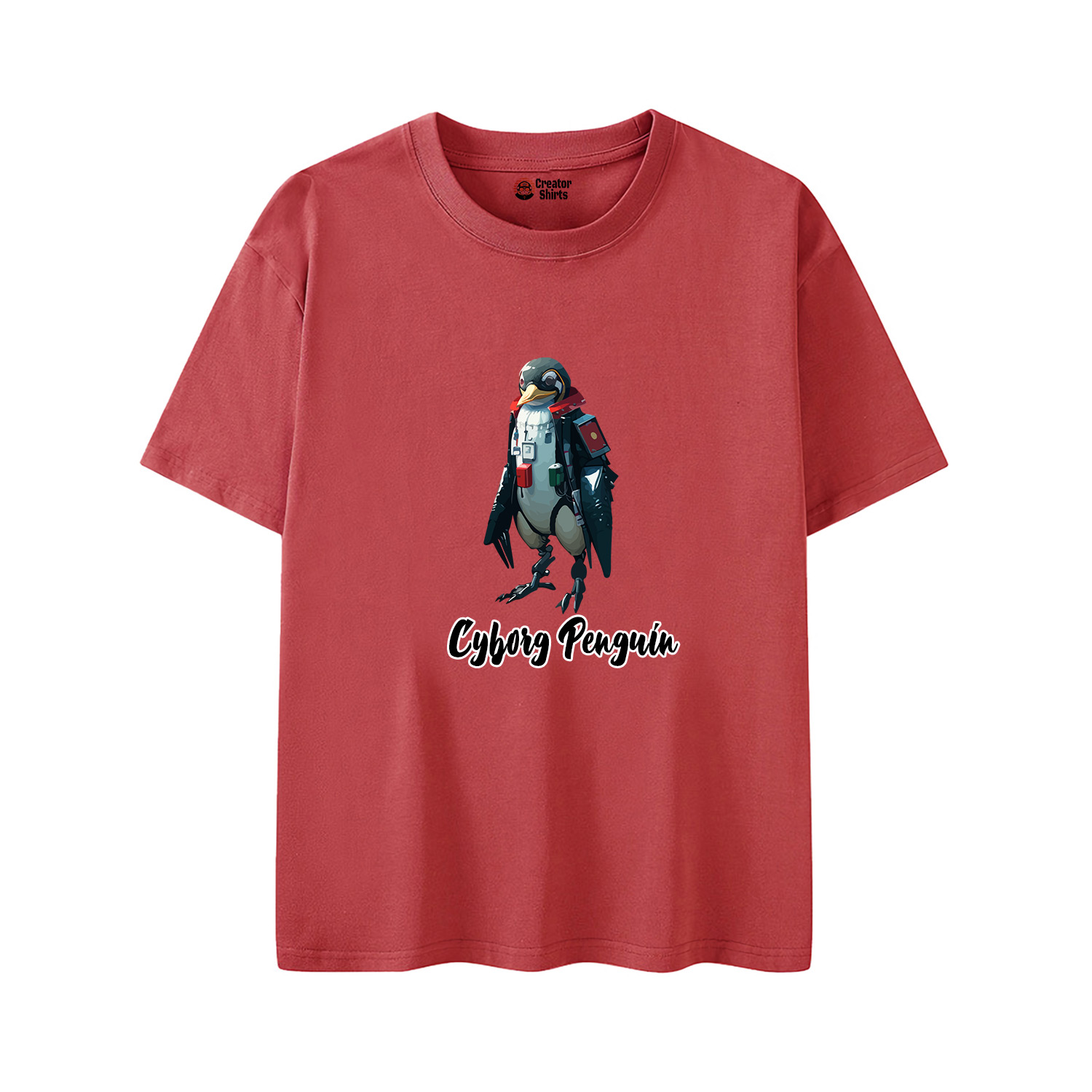 Cyborg Penguin T-Shirt Red