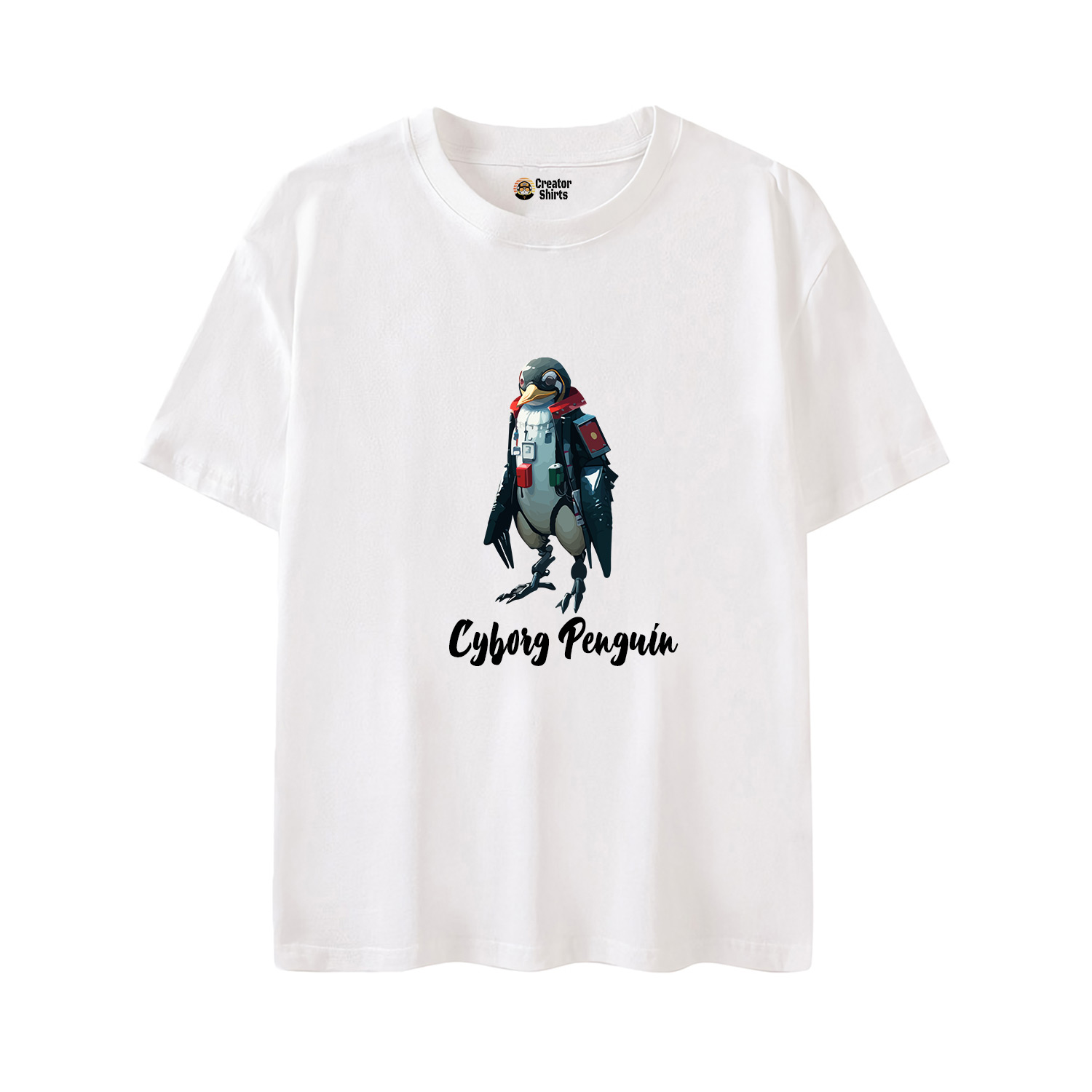 Cyborg Penguin T-Shirt White