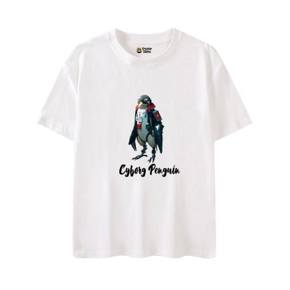 Cyborg Penguin T-Shirt White