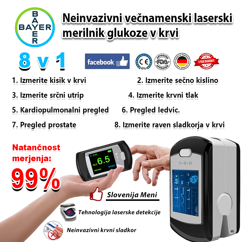 Bayer neinvazivni merilnik glukoze v krvi (5 sekund merjenja/99% natančnost)