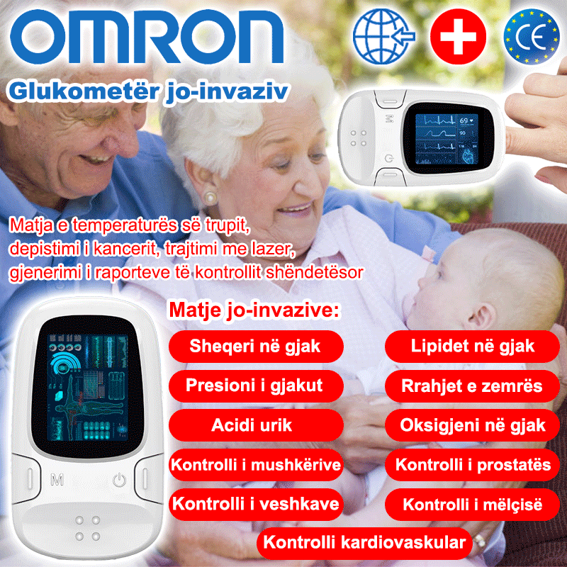 【15-në-1】Matës inteligjent i glukozës në gjak jo-invaziv Omron — Kontroll inteligjent i shëndetit