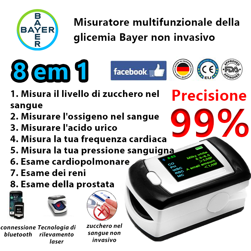 Misuratore non invasivo della glicemia Bayer (misurazione in 5 secondi/precisione del 99%)