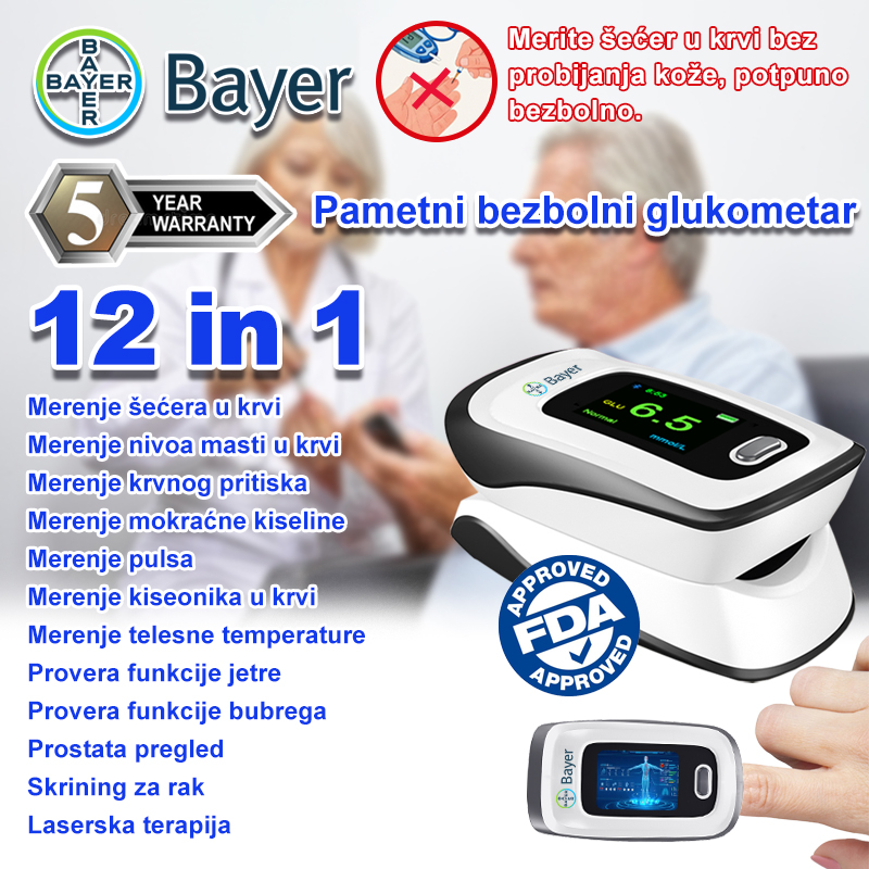 【12 në 1】Matësi më i fundit jo-invaziv i glukozës në gjak nga Bayer