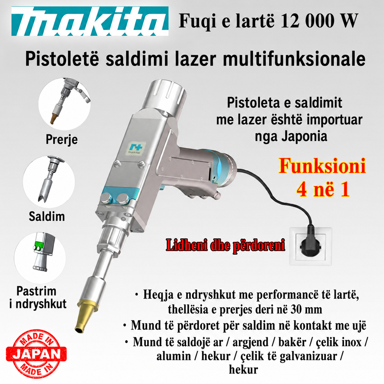Makita 12000W armë portative lazer për saldim 4-në-1 multifunksionale