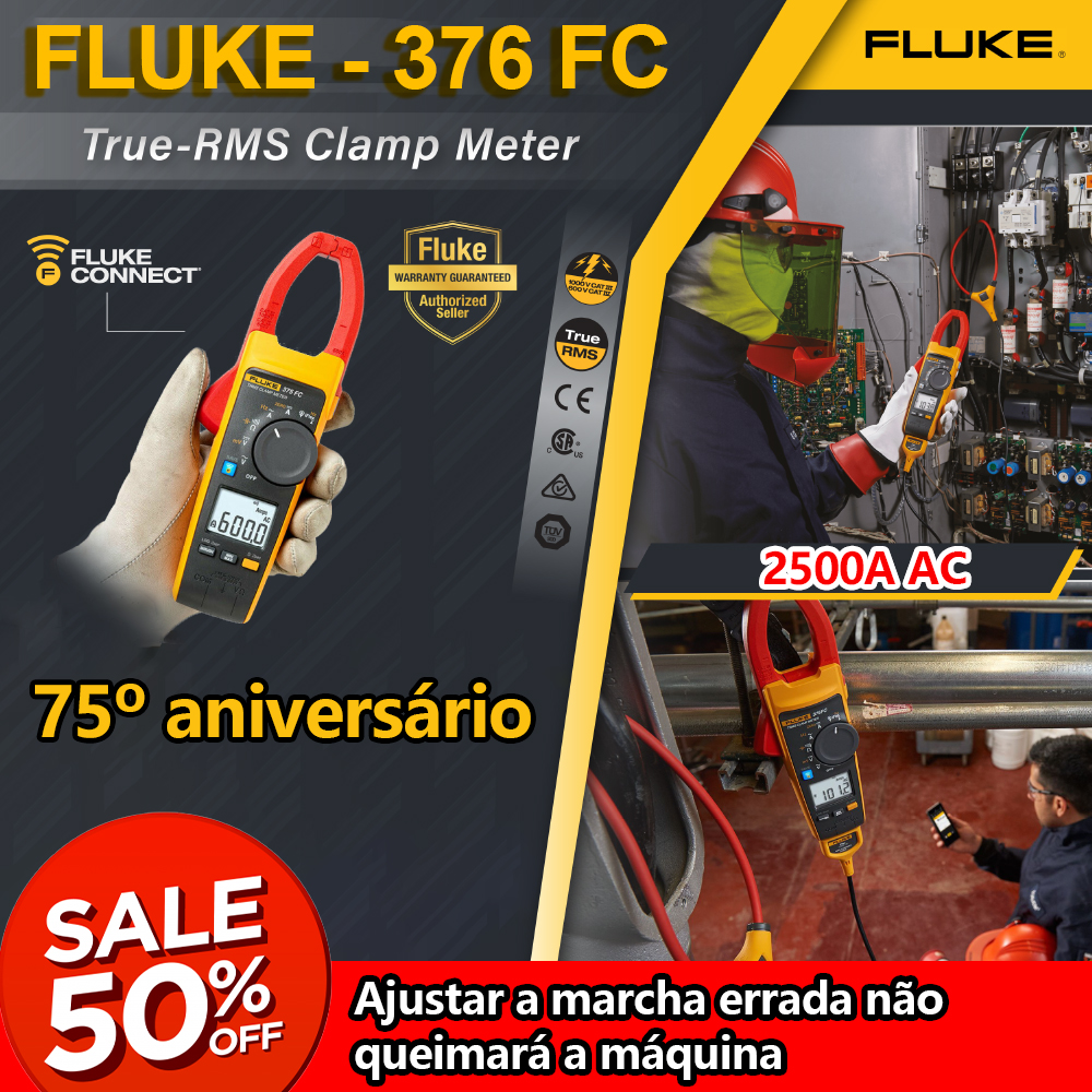 Alicate amperímetro inteligente sem contato FLUKE 375FC/376/376FC/377/378