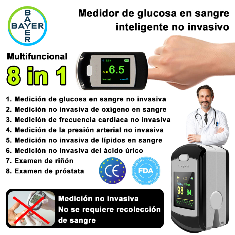 Medidor de glucosa en sangre no invasivo Omron (medición de 5 segundos/99% de precisión)