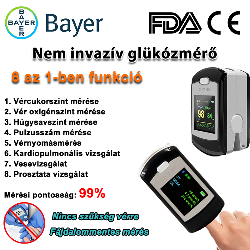  Bayer nem invazív vércukormérő (5 másodperces mérés/99%-os pontosság)