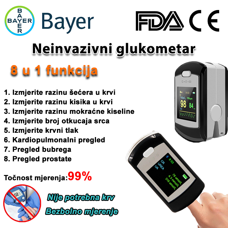 Bayerov neinvazivni mjerač glukoze u krvi (mjerenje od 5 sekundi/99% točnosti)