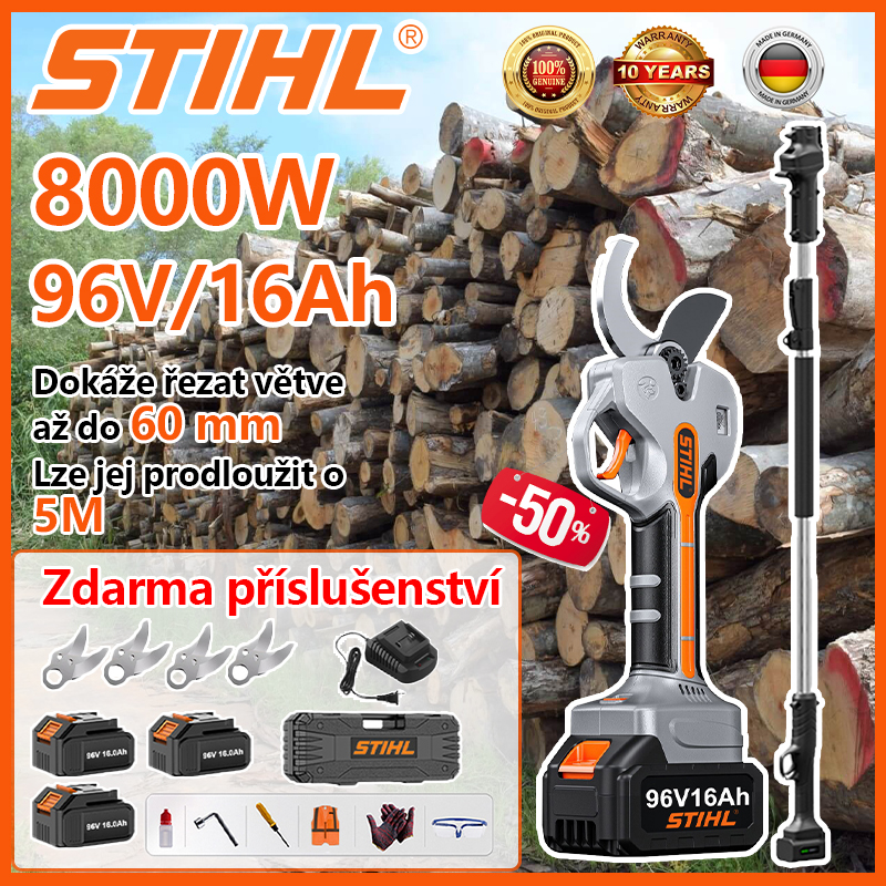 STIHL 8000W bezkomutátorové lithiové akumulátorové teleskopické nůžky na větve