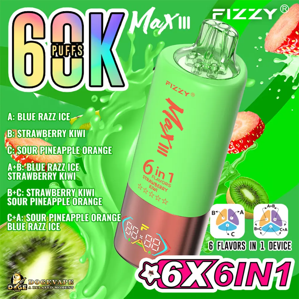 Fizzy Max III 60000 Puffs Six Flavors Extraordinary Experience