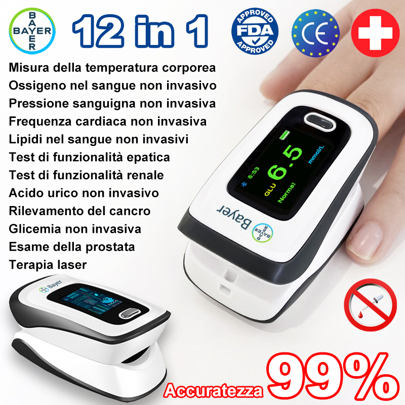 【12 in 1】L'ultimo misuratore di glicemia intelligente non invasivo di Bayer