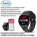 【Função de terapia a laser + função de medição de glicose no sangue não invasiva】Relógio de terapia a laser Roche