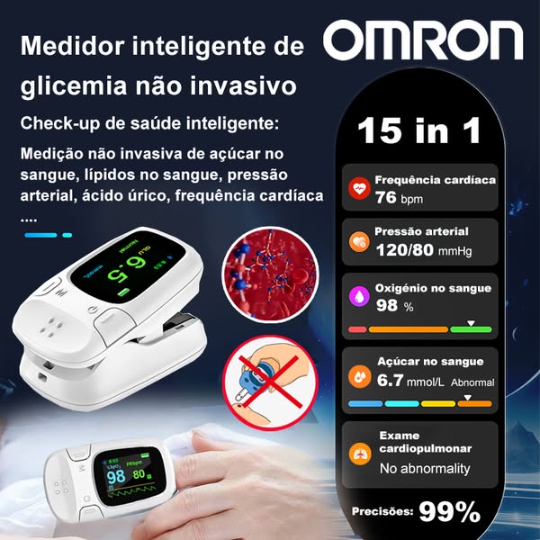 【15 em 1】Medidor inteligente não invasivo de glicemia Omron, exame físico inteligente