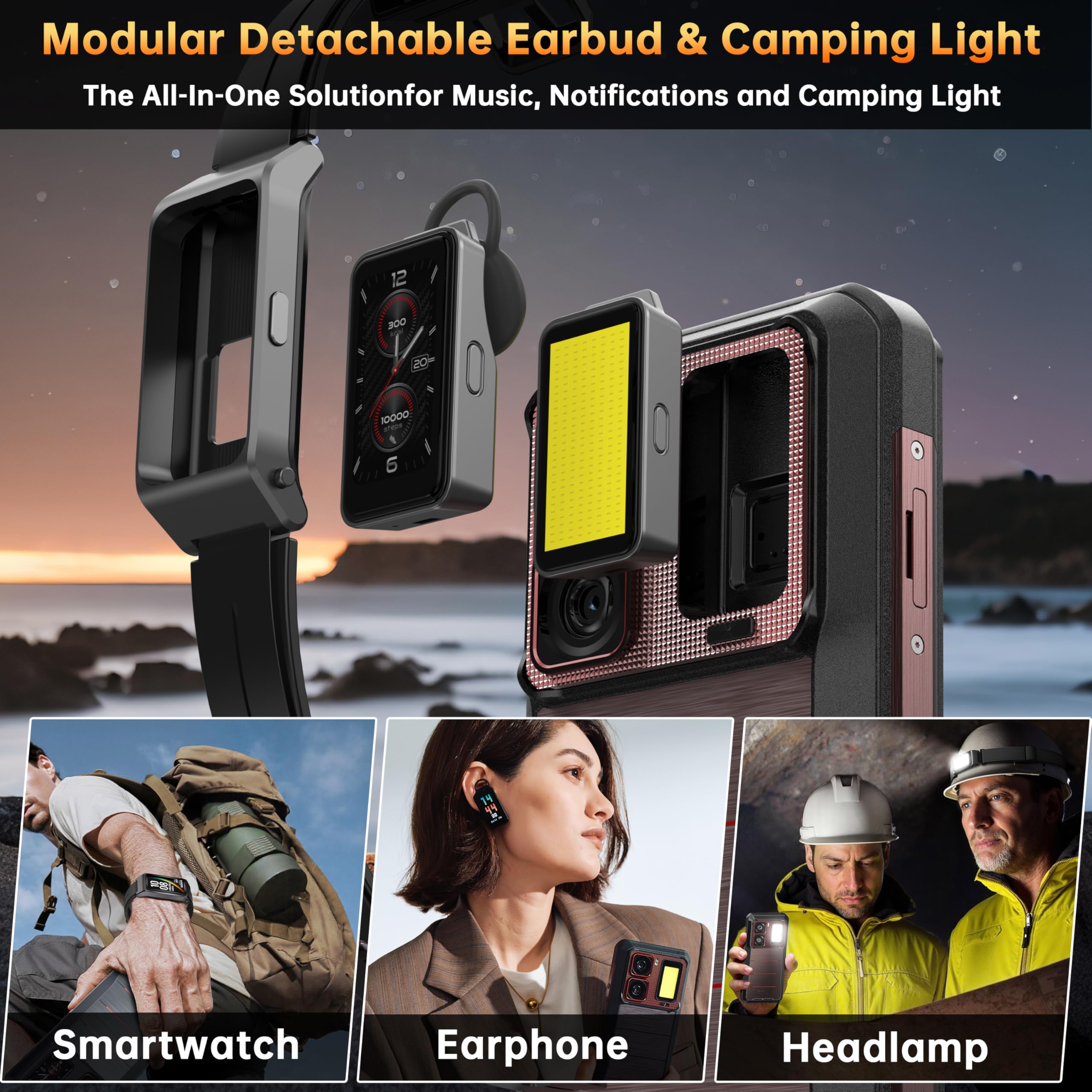 OUKITEL WP300 5G - Telefono robusto sbloccato Android 15, 36 GB + 512 GB / 2 TB, display FHD + da 6,8" 120 Hz, fotocamera posteriore da 108 MP, batteria da 16000 mAh, impermeabile, IP68 / IP69K / WiFi 6 / NFC.