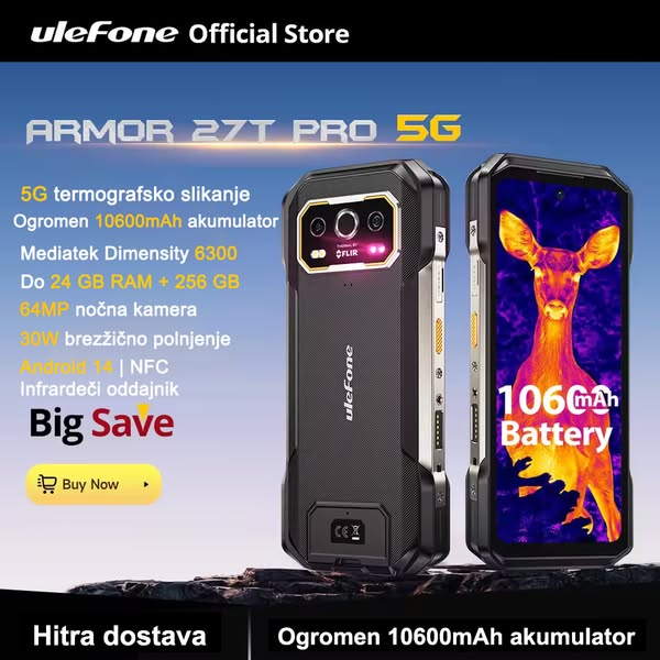  Ulefone Armor 27T Pro Nov pametni telefon 5G s termalnim slikanjem
