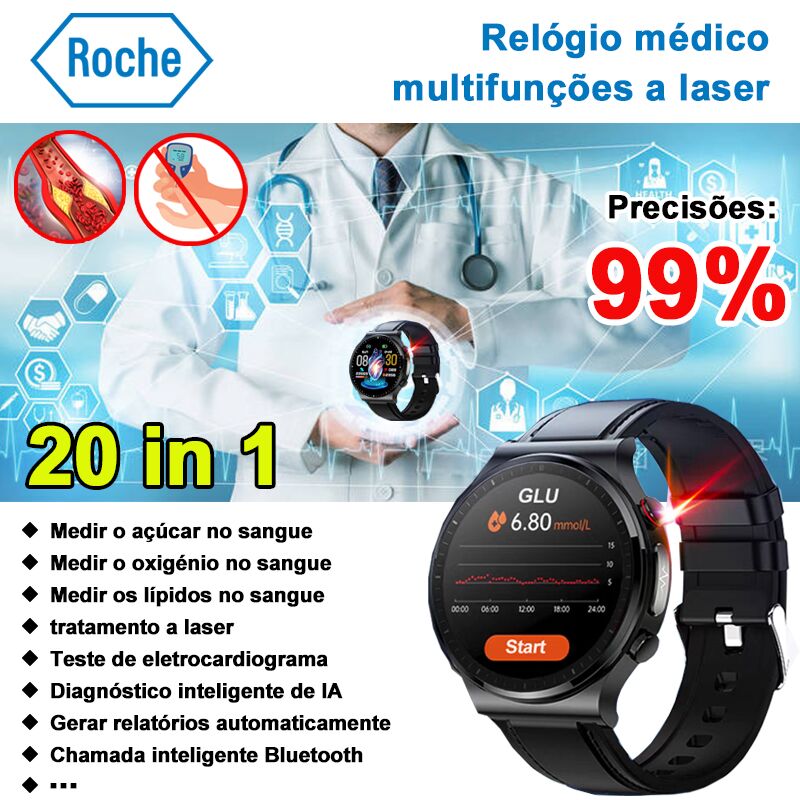 [Copy]O Roche Laser Therapy Watch monitoriza o ritmo cardíaco/pressão arterial/açúcar no sangue