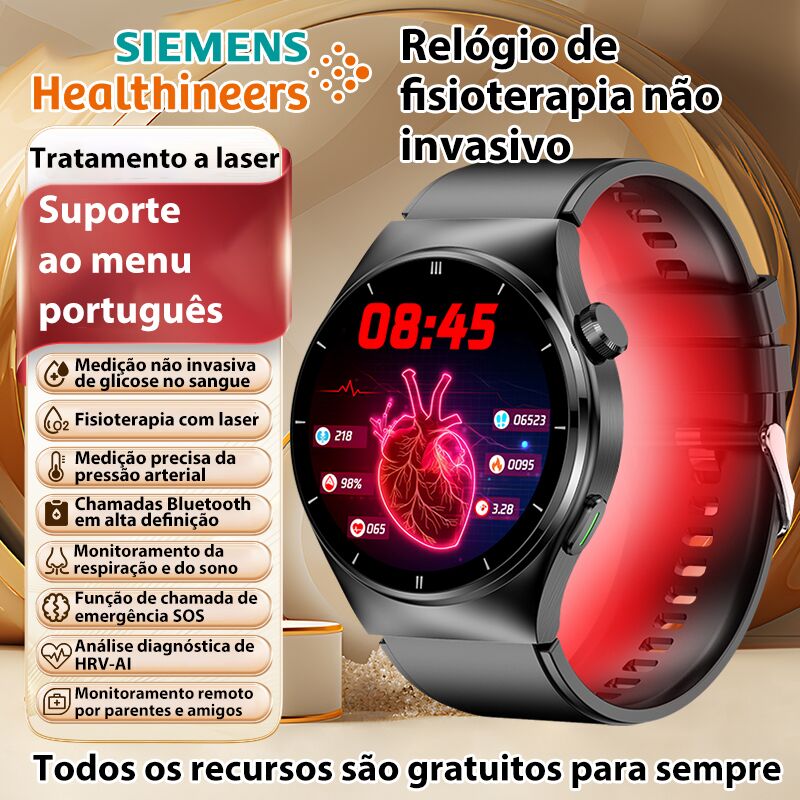 O Siemens Laser Therapy Watch monitoriza o ritmo cardíaco/pressão arterial/açúcar no sangue