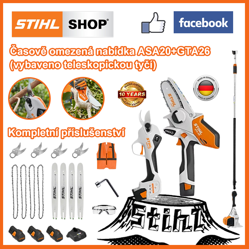 Akumulátorové zahradní nůžky STIHL ASA 20 Lithium-iontové + mini motorová pila GTA 26