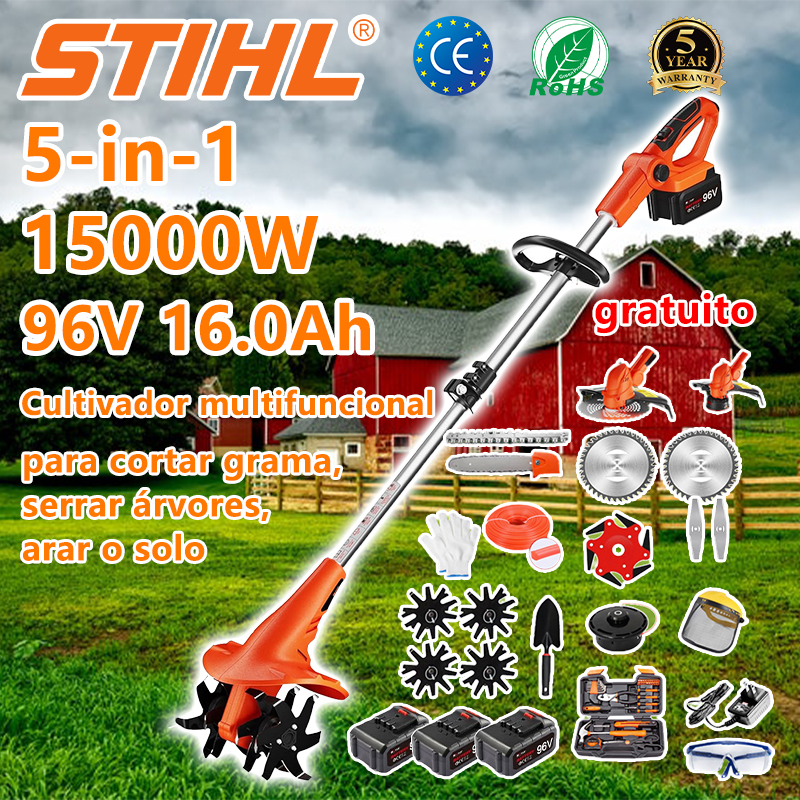  Cultivador multifuncional STIHL 5 em 1 (para cortar grama, serrar árvores e arar campos)