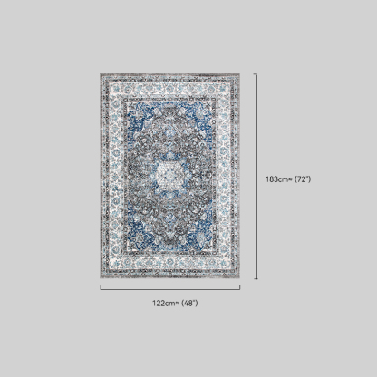 Distressed Riofu Polypropylene Dark Grey Rug Bedroom